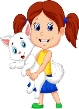 Happy Cartoon Little Girl Hugging Her Pet Royalty Free Cliparts, Vectors,  And Stock Illustration. Image 23006528.